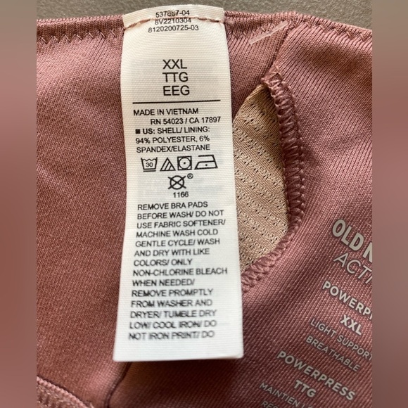 Old Navy Strappy Longline Sports Bra, Light Support, PowerPress, Dusty Rose NWT - Picture 6 of 12